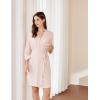 Ekouaer Women‘s Robes Lightweight 3/4 Sleeve Short Knit Bathrobe Soft Knee Length Sleepwear Robes with Pockets S-XXL(Light Pink)