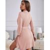 Ekouaer Women‘s Robes Lightweight 3/4 Sleeve Short Knit Bathrobe Soft Knee Length Sleepwear Robes with Pockets S-XXL(Light Pink)