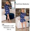 Ekouaer Women‘s Robes Lightweight 3/4 Sleeve Short Knit Bathrobe Soft Knee Length Sleepwear Robes with Pockets S-XXL(Navy Floral)