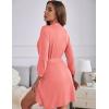 Ekouaer Women‘s Robes Lightweight 3/4 Sleeve Short Knit Bathrobe Soft Knee Length Sleepwear Robes with Pockets S-XXL(Orange  Pink)