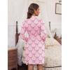 Ekouaer Women‘s Robes Lightweight 3/4 Sleeve Short Knit Bathrobe Soft Knee Length Sleepwear Robes with Pockets S-XXL(Pink Bow)