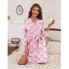 Ekouaer Women‘s Robes Lightweight 3/4 Sleeve Short Knit Bathrobe Soft Knee Length Sleepwear Robes with Pockets S-XXL(Pink Bow)