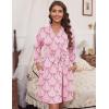 Ekouaer Women‘s Robes Lightweight 3/4 Sleeve Short Knit Bathrobe Soft Knee Length Sleepwear Robes with Pockets S-XXL(Pink Bow)