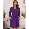Ekouaer Women‘s Robes Lightweight 3/4 Sleeve Short Knit Bathrobe Soft Knee Length Sleepwear Robes with Pockets S-XXL(Purple)