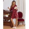 Ekouaer Women‘s Robes Lightweight 3/4 Sleeve Short Knit Bathrobe Soft Knee Length Sleepwear Robes with Pockets S-XXL(Teddy Bear Red Christmas)