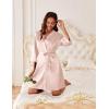 Ekouaer Women’s Satin Robe Short Bridesmaid Bride Feather Bridal Robe Kimono Silky Long Sleeve Bathrobe S-XXL(B-champagne)