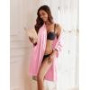 Ekouaer Women’s Satin Robe Short Bridesmaid Bride Feather Bridal Robe Kimono Silky Long Sleeve Bathrobe S-XXL(B-dark Pink)