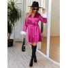 Ekouaer Women’s Satin Robe Short Bridesmaid Bride Feather Bridal Robe Kimono Silky Long Sleeve Bathrobe S-XXL(Hot Pink)