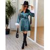 Ekouaer Women’s Satin Robe Short Bridesmaid Bride Feather Bridal Robe Kimono Silky Long Sleeve Bathrobe S-XXL(Lake Green)