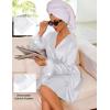 Ekouaer Women’s Satin Robe Short Bridesmaid Bride Feather Bridal Robe Kimono Silky Long Sleeve Bathrobe S-XXL(White)