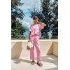 Ekouaer Womens Satin Silky Pajama Set Short Sleeve Shirt with Long Pajama Pant Set Soft PJ Loungewear(Bow)