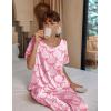 Ekouaer Womens Satin Silky Pajama Set Short Sleeve Shirt with Long Pajama Pant Set Soft PJ Loungewear(Bow)
