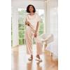Ekouaer Womens Satin Silky Pajama Set Short Sleeve Shirt with Long Pajama Pant Set Soft PJ Loungewear(Champagne Striped)