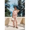 Ekouaer Womens Satin Silky Pajama Set Short Sleeve Shirt with Long Pajama Pant Set Soft PJ Loungewear(Cherry Teddy)