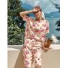 Ekouaer Womens Satin Silky Pajama Set Short Sleeve Shirt with Long Pajama Pant Set Soft PJ Loungewear(Cherry Teddy)