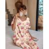 Ekouaer Womens Satin Silky Pajama Set Short Sleeve Shirt with Long Pajama Pant Set Soft PJ Loungewear(Cherry Teddy)