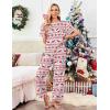 Ekouaer Womens Satin Silky Pajama Set Short Sleeve Shirt with Long Pajama Pant Set Soft PJ Loungewear(Christmas)