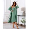 Ekouaer Women’s Sexy Nightgown with Robes Set 2 Piece Lace Full Length Knit Soft Nightwear Lightweight Bathrobes S-XXL(Celadon Green)