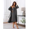Ekouaer Women’s Sexy Nightgown with Robes Set 2 Piece Lace Full Length Knit Soft Nightwear Lightweight Bathrobes S-XXL(Dark Gray)