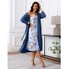 Ekouaer Women’s Sexy Nightgown with Robes Set 2 Piece Lace Full Length Knit Soft Nightwear Lightweight Bathrobes S-XXL(Floral Blue)