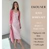 Ekouaer Women’s Sexy Nightgown with Robes Set 2 Piece Lace Full Length Knit Soft Nightwear Lightweight Bathrobes S-XXL(Leopard Pink)