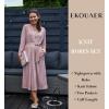 Ekouaer Women’s Sexy Nightgown with Robes Set 2 Piece Lace Full Length Knit Soft Nightwear Lightweight Bathrobes S-XXL(Misty Rose)