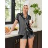Ekouaer Womens Silk Satin Pajamas Set Short Sleeve Sleepwear Button Down Top and Shorts Loungewear 2 Piece Pjs Set S-XXL(Black)