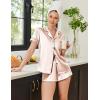 Ekouaer Womens Silk Satin Pajamas Set Short Sleeve Sleepwear Button Down Top and Shorts Loungewear 2 Piece Pjs Set S-XXL(Champagne)