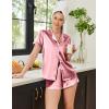 Ekouaer Womens Silk Satin Pajamas Set Short Sleeve Sleepwear Button Down Top and Shorts Loungewear 2 Piece Pjs Set S-XXL(Dusty Rose)