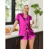 Ekouaer Womens Silk Satin Pajamas Set Short Sleeve Sleepwear Button Down Top and Shorts Loungewear 2 Piece Pjs Set S-XXL(Hot Pink)