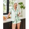 Ekouaer Womens Silk Satin Pajamas Set Short Sleeve Sleepwear Button Down Top and Shorts Loungewear 2 Piece Pjs Set S-XXL(Ice Green)