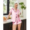 Ekouaer Womens Silk Satin Pajamas Set Short Sleeve Sleepwear Button Down Top and Shorts Loungewear 2 Piece Pjs Set S-XXL(Light Pink)