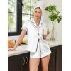 Ekouaer Womens Silk Satin Pajamas Set Short Sleeve Sleepwear Button Down Top and Shorts Loungewear 2 Piece Pjs Set S-XXL(White)