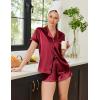 Ekouaer Womens Silk Satin Pajamas Set Short Sleeve Sleepwear Button Down Top and Shorts Loungewear 2 Piece Pjs Set S-XXL(Wine Red)
