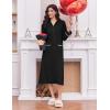 Ekouaer Women’s Zipper Robes Long Sleeve Loungewear Knee Length Housecoat Fleece Bathrobe with Pockets S-XXL(Black)