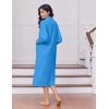 Ekouaer Women’s Zipper Robes Long Sleeve Loungewear Knee Length Housecoat Fleece Bathrobe with Pockets S-XXL(Blue)