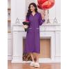 Ekouaer Women’s Zipper Robes Long Sleeve Loungewear Knee Length Housecoat Fleece Bathrobe with Pockets S-XXL(Bright Purple)