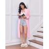 Ekouaer Women’s Zipper Robes Long Sleeve Loungewear Knee Length Housecoat Fleece Bathrobe with Pockets S-XXL(Dark Pink)