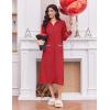 Ekouaer Women’s Zipper Robes Long Sleeve Loungewear Knee Length Housecoat Fleece Bathrobe with Pockets S-XXL(Dark Red)