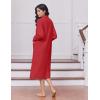 Ekouaer Women’s Zipper Robes Long Sleeve Loungewear Knee Length Housecoat Fleece Bathrobe with Pockets S-XXL(Dark Red)