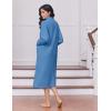 Ekouaer Women’s Zipper Robes Long Sleeve Loungewear Knee Length Housecoat Fleece Bathrobe with Pockets S-XXL(Grey Blue)