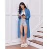 Ekouaer Women’s Zipper Robes Long Sleeve Loungewear Knee Length Housecoat Fleece Bathrobe with Pockets S-XXL(Grey Blue)