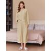 Ekouaer Women’s Zipper Robes Long Sleeve Loungewear Knee Length Housecoat Fleece Bathrobe with Pockets S-XXL(Khaki)
