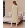Ekouaer Women’s Zipper Robes Long Sleeve Loungewear Knee Length Housecoat Fleece Bathrobe with Pockets S-XXL(Khaki)