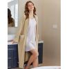 Ekouaer Women’s Zipper Robes Long Sleeve Loungewear Knee Length Housecoat Fleece Bathrobe with Pockets S-XXL(Khaki)