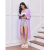 Ekouaer Women’s Zipper Robes Long Sleeve Loungewear Knee Length Housecoat Fleece Bathrobe with Pockets S-XXL(Lavender)