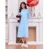 Ekouaer Women’s Zipper Robes Long Sleeve Loungewear Knee Length Housecoat Fleece Bathrobe with Pockets S-XXL(Light Blue)