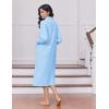 Ekouaer Women’s Zipper Robes Long Sleeve Loungewear Knee Length Housecoat Fleece Bathrobe with Pockets S-XXL(Light Blue)
