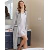 Ekouaer Women’s Zipper Robes Long Sleeve Loungewear Knee Length Housecoat Fleece Bathrobe with Pockets S-XXL(Light Gray)