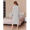 Ekouaer Women’s Zipper Robes Long Sleeve Loungewear Knee Length Housecoat Fleece Bathrobe with Pockets S-XXL(Light Gray)